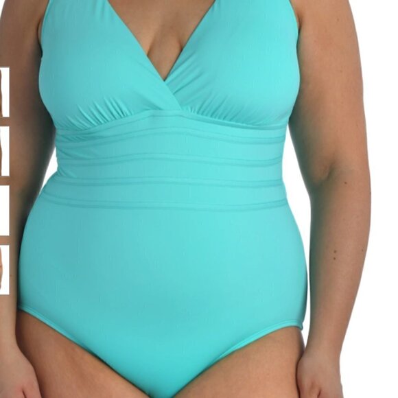 NEW La Blanca Island Goddess Multi-Strap Cross-Back One Piece - Solid - Picture 3 of 4